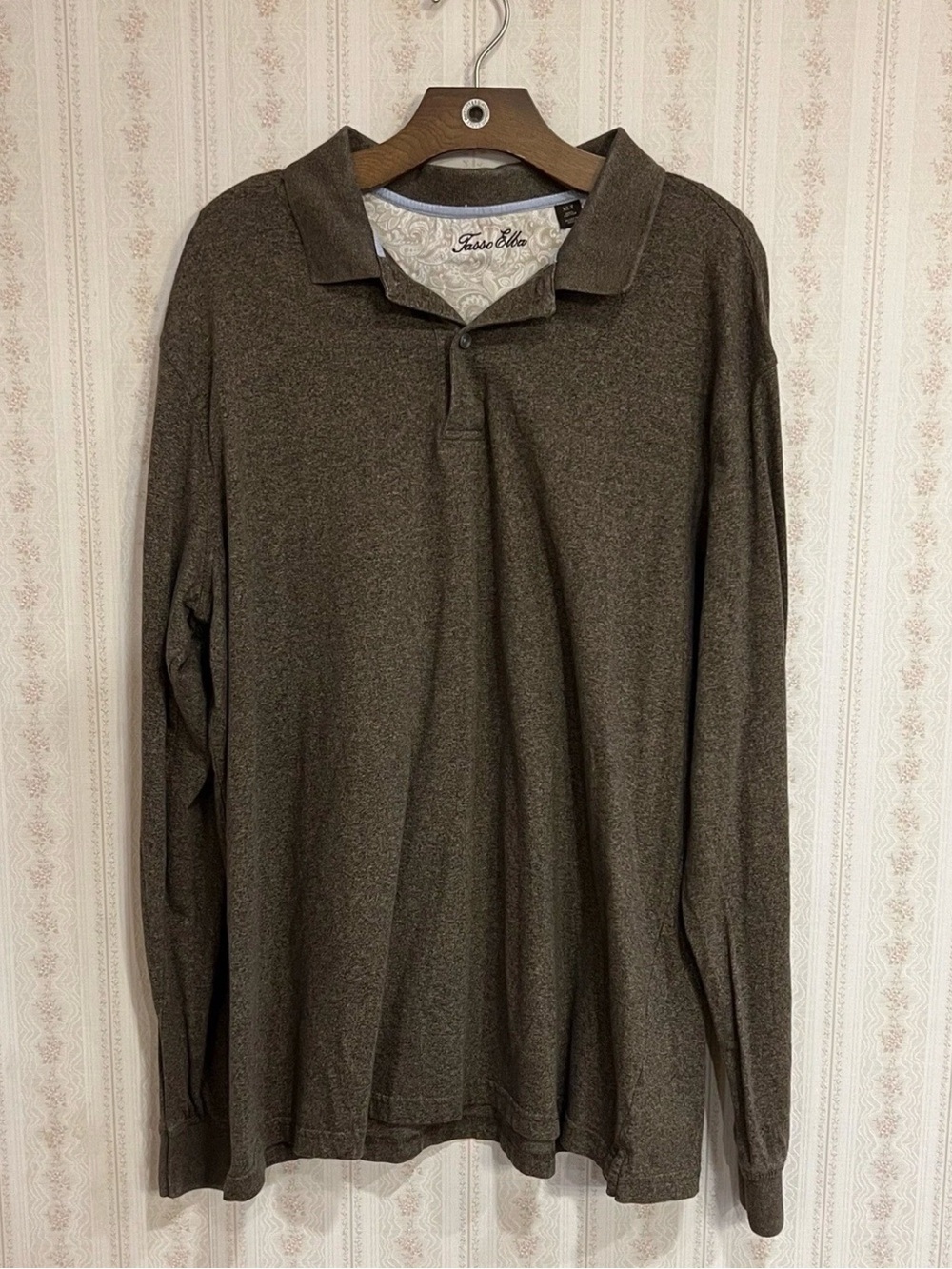 Tasso Elba Men's Long-Sleeve Polo Shirt - Olive Brown